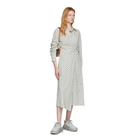 Tibi Cut Out Checked Wrap Dress - Picture 8 of 9
